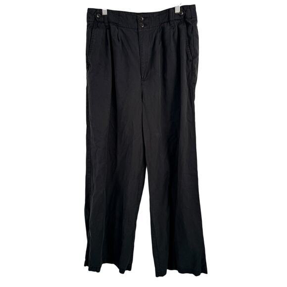 Madewell Harlow Wide Leg Pant Drapey Twill True Black Lyocell Linen Womens 8 - Picture 2 of 8